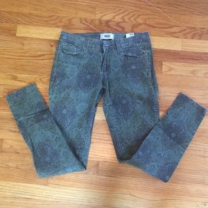 Green jacquard printed Paige Denim jeans